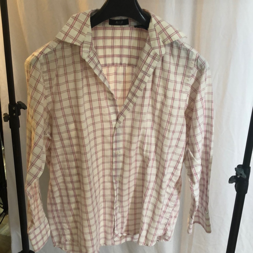Pink and white button up